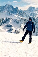Maintenant c'est mon tour avec l'aiguille Verte (4122m) et les Drus (3754m) derrière : le pied !