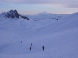 Le mont-Blanc au lever du soleil, pendant le long itinéraire plat